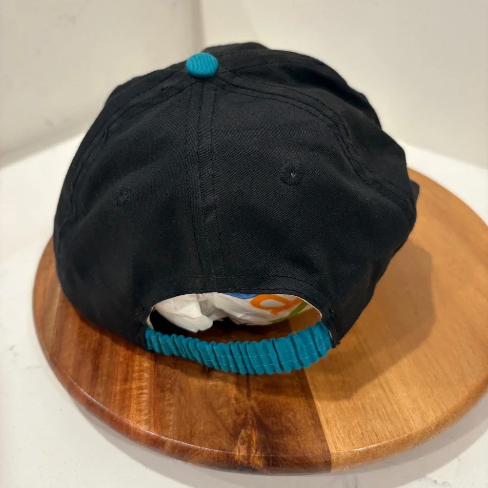 Looney Tunes Marvin the Martian Hat Men Black Teal Vintage 90s Scrunched Back